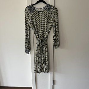 Boden Yellow and Blue T-Shirt Dress with Belt and Pockets